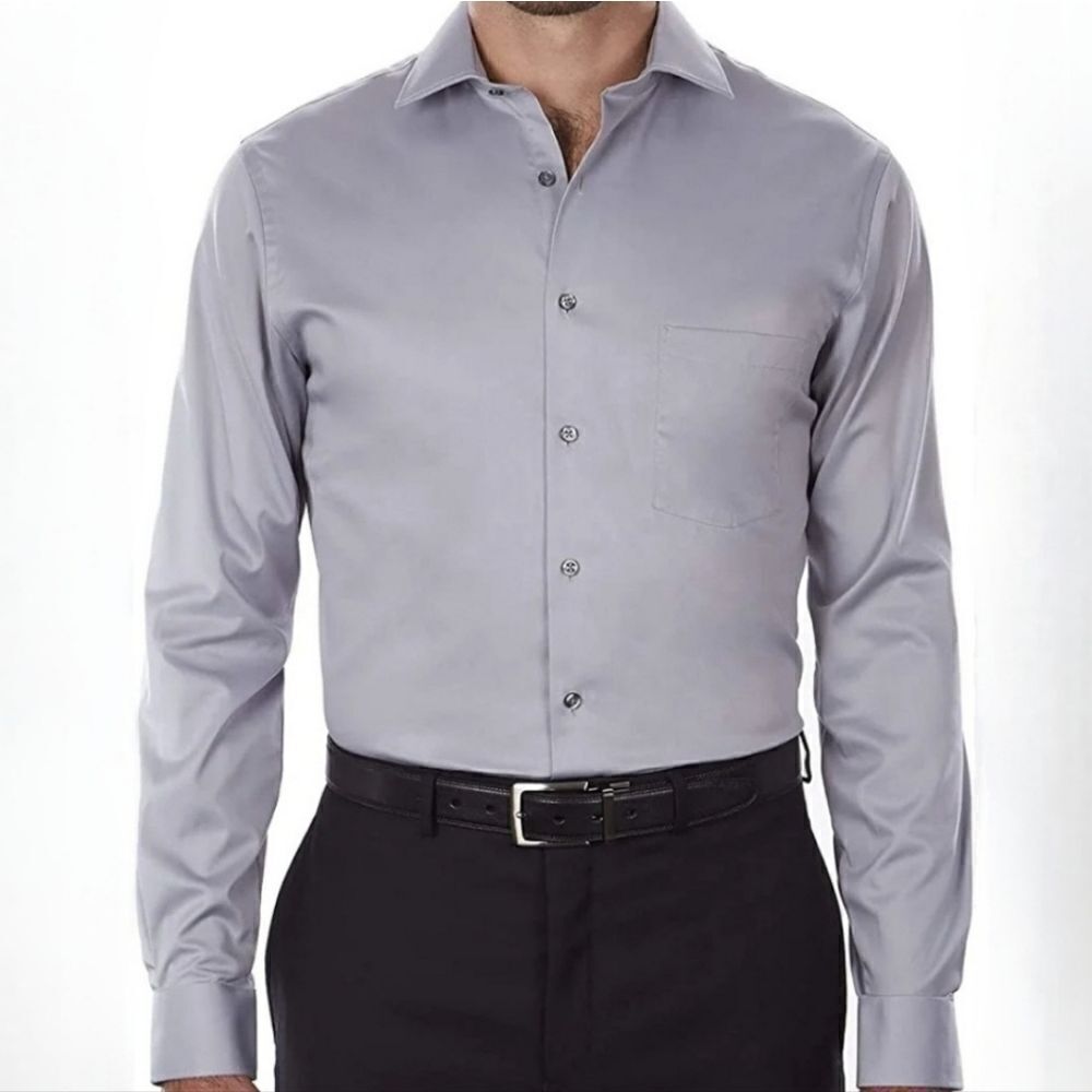 George's Men's Grey Stone Button-Down Dress Shirt